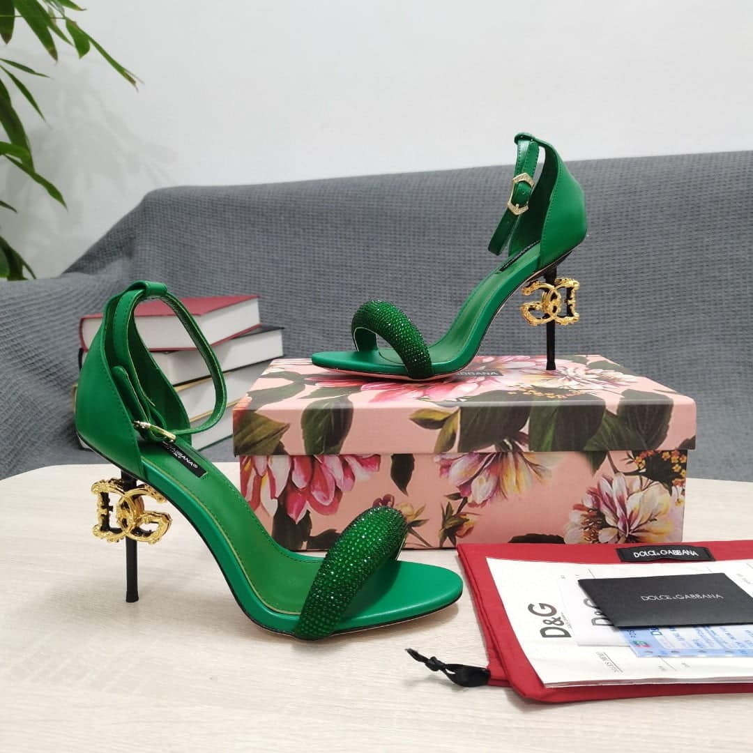 (1:1 replica) Dolce Gabbana Patent Sandals With Satin Green For Women DG Shoes