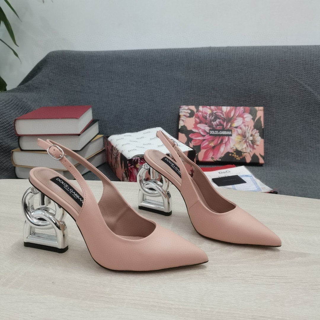 (1:1 replica) Dolce Gabbana Satin Sandals With 3.5 Heel Pink For Women DG Shoes
