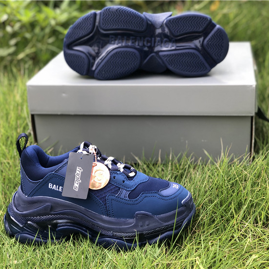 (1:1 replica) Balenciaga Triple S Clear Sole Sneakers in Navy Blue