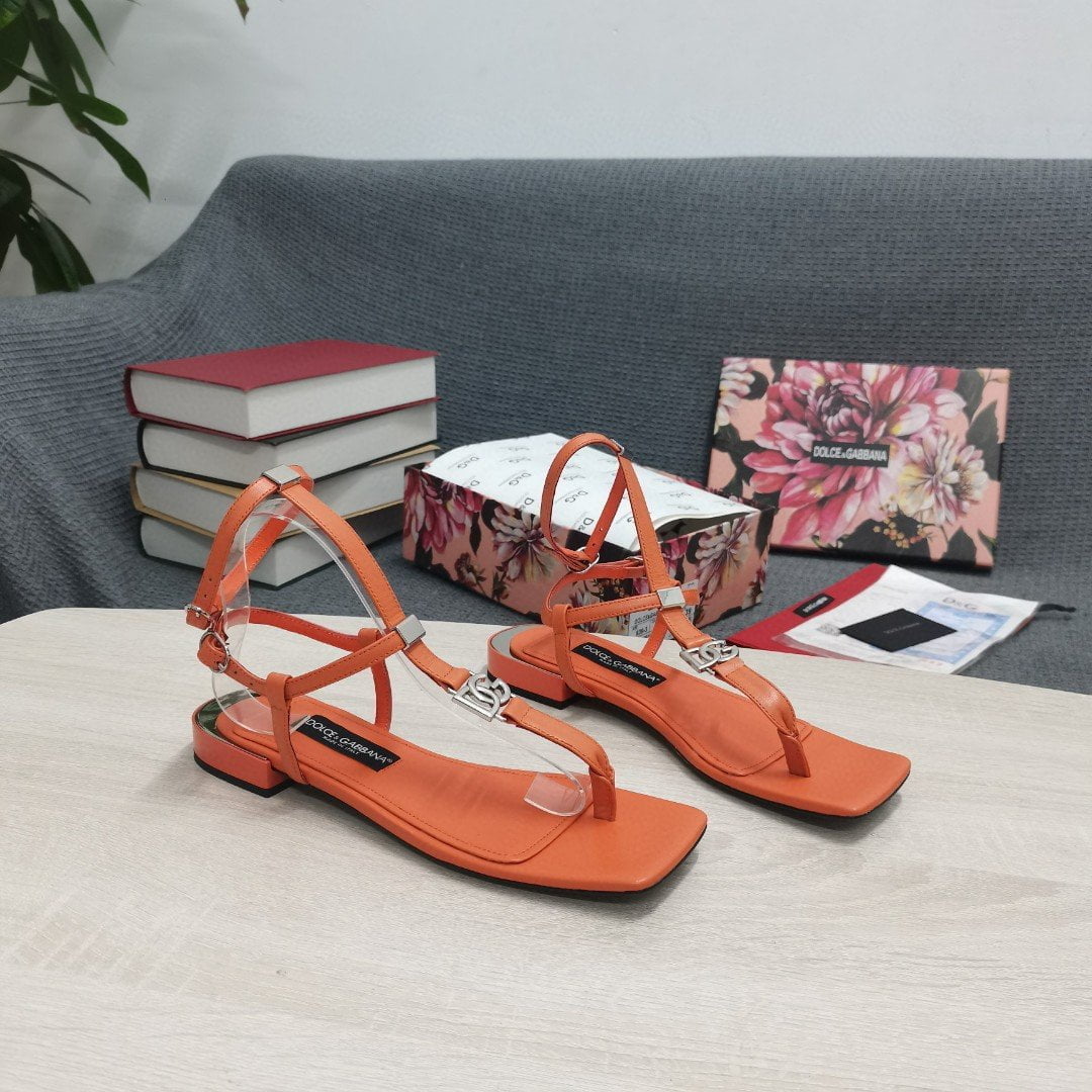 (1:1 replica) Dolce Gabbana Nappa DG Thong Sandals Brown For Women DG Shoes
