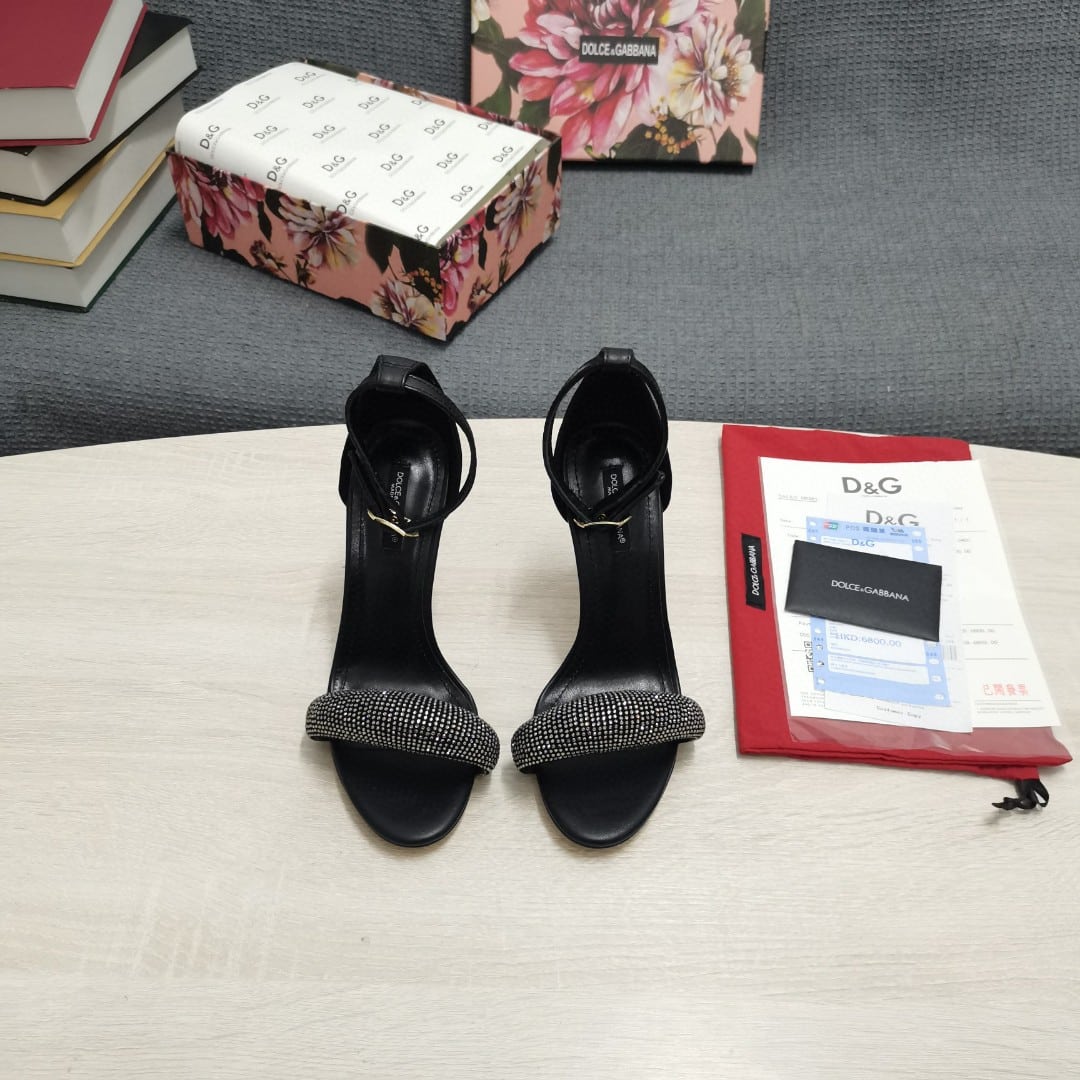 (1:1 replica) Dolce Gabbana Patent Sandals With Satin Black For Women DG Shoes