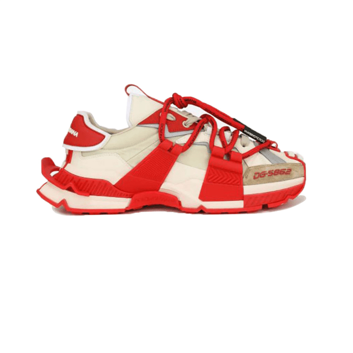 (1:1 replica) DOLCE GABBANA MIXED-MATERIAL SPACE SNEAKRES IN RED – DG012