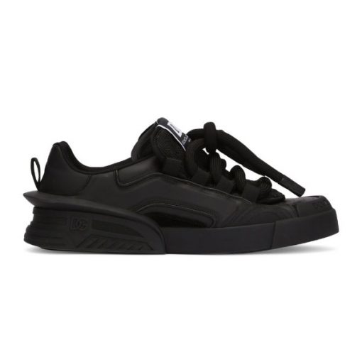 (1:1 replica) DOLCE GABBANA MIXED-MATERIAL PORTOFINO SNEAKERS IN BLACK – DG038