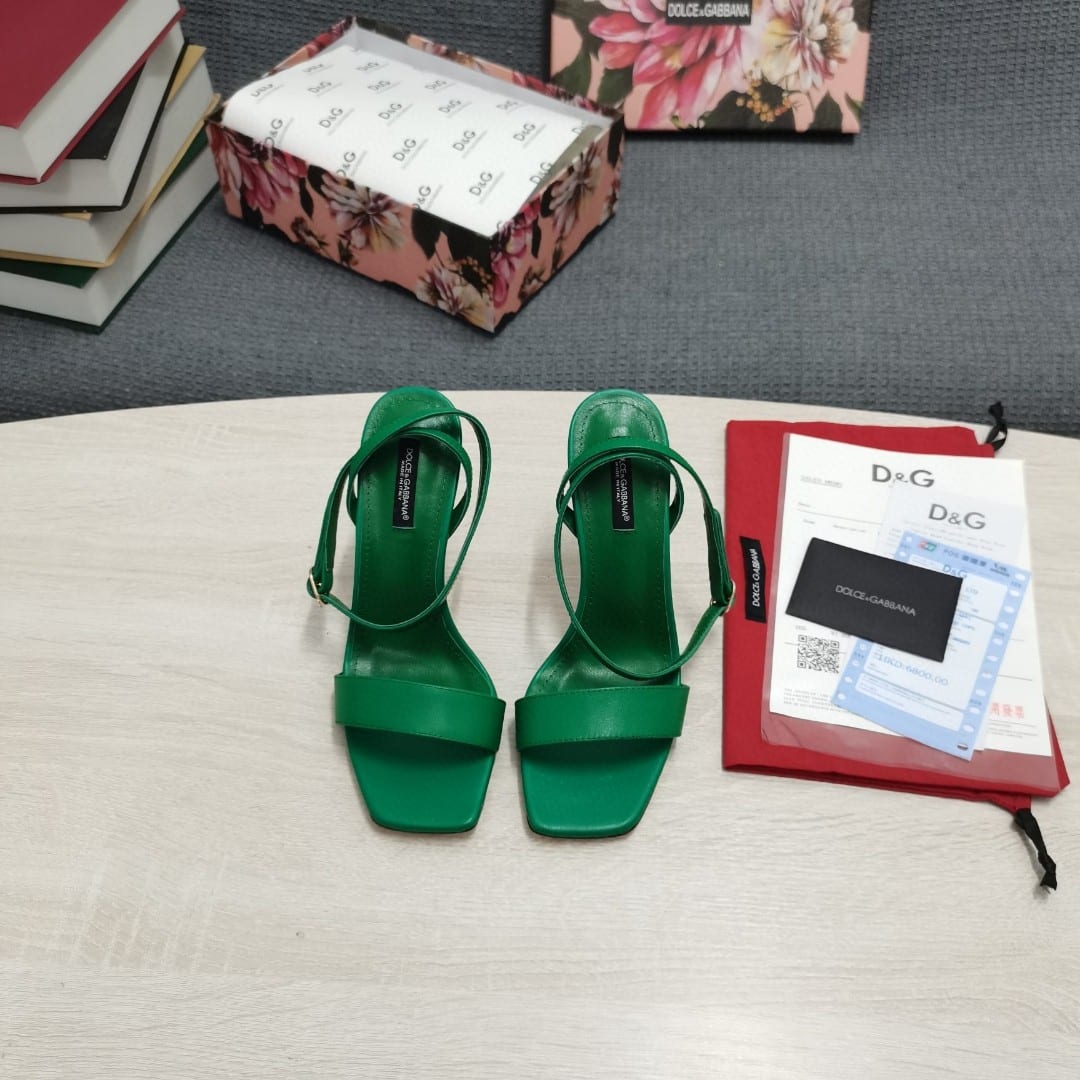 (1:1 replica) Dolce Gabbana Patent Sandals Green For Women DG Shoes