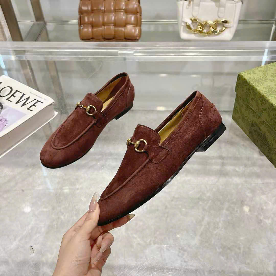 (1:1 replica) Gucci Horsebit Suede Leather Women s Loafer Shoes