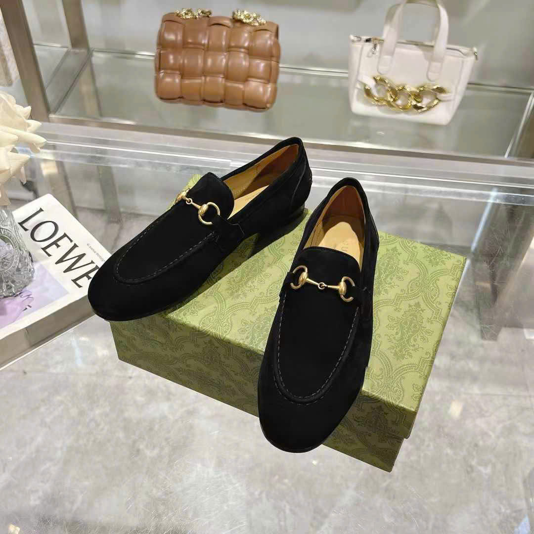 (1:1 replica) Gucci Horsebit Suede Leather Women s Loafer Shoes