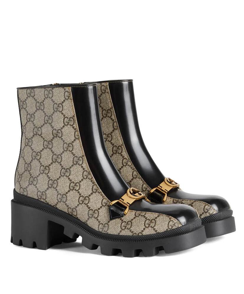 (1:1 replica) Gucci Women s Interlocking G Horsebit Boot 670412 Black