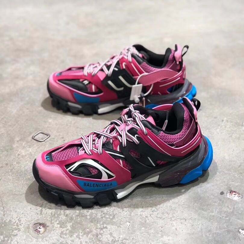 (1:1 replica) Balenciaga Pink Mesh and Nylon Track Trainers in Blue/ Black