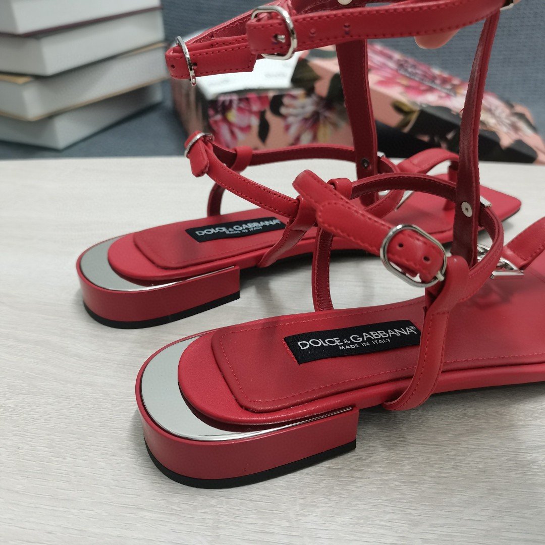 (1:1 replica) Dolce Gabbana Nappa DG Thong Sandals Red For Women DG Shoes