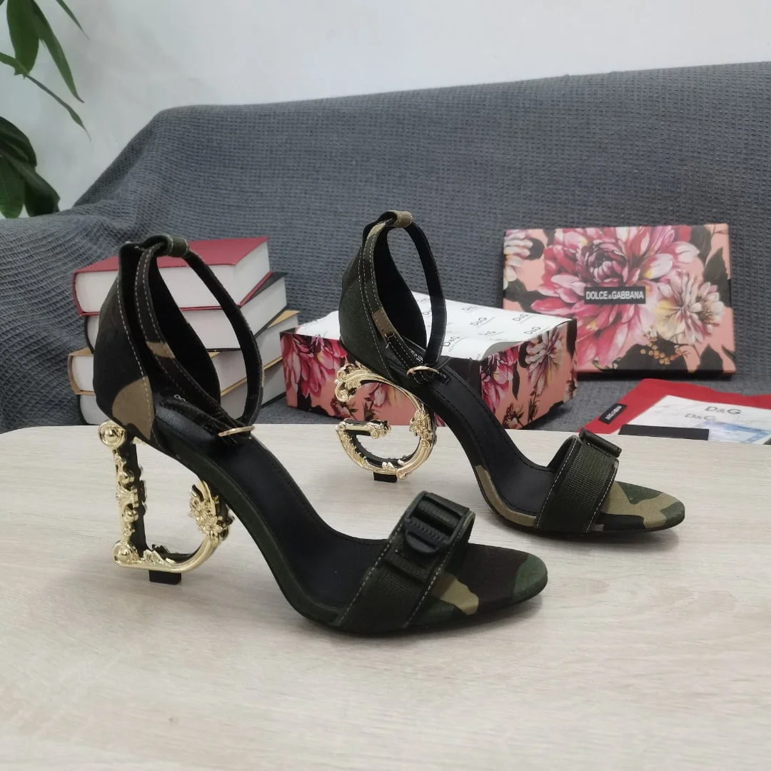 (1:1 replica) Dolce Gabbana Baroque DG Sandals In Camouflage Patchwork Multicolour For Women DG Shoes CR0739AY8438N913