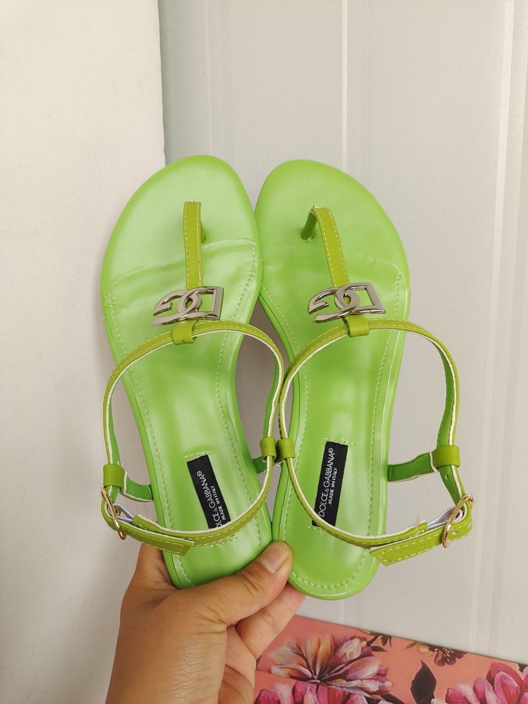 (1:1 replica) Dolce Gabbana Nappa DG Sandals Green For Women DG Shoes