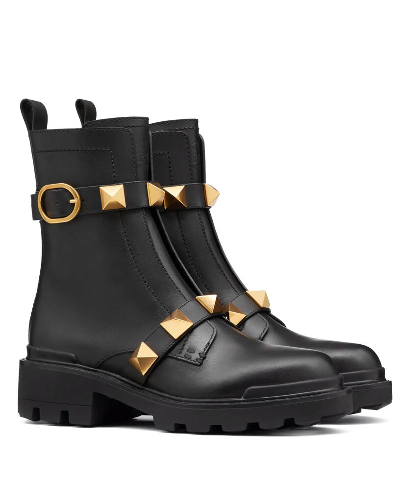 (1:1 replica) Valentino Women s Roman Stud Calfskin Combat Boot 40MM