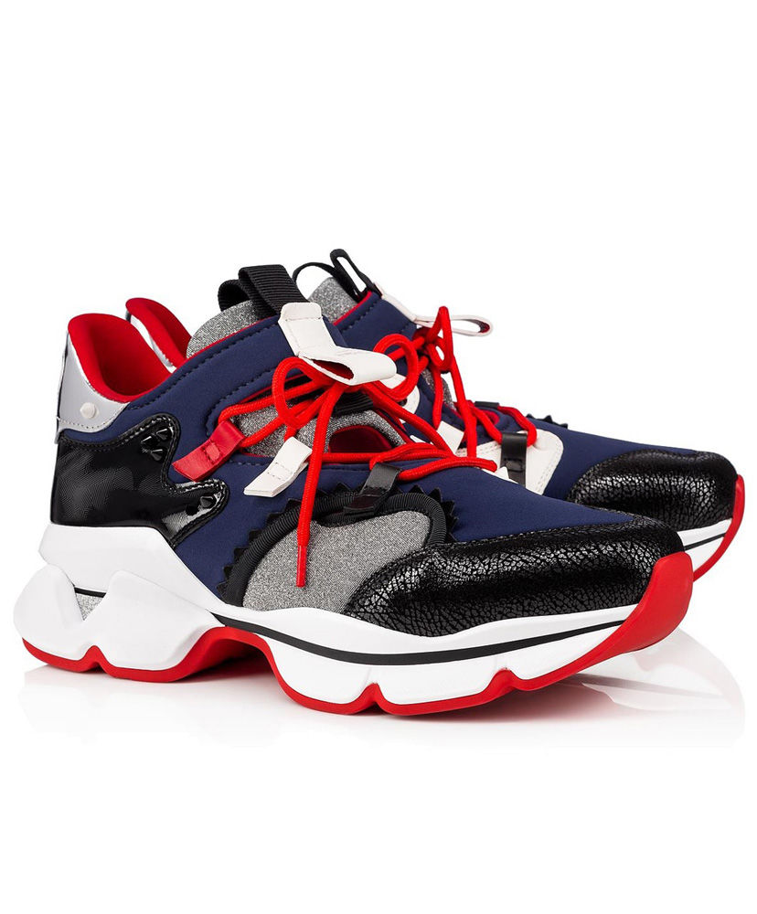 (1:1 replica) Christian Louboutin Men s Red Runner Sneaker Blue