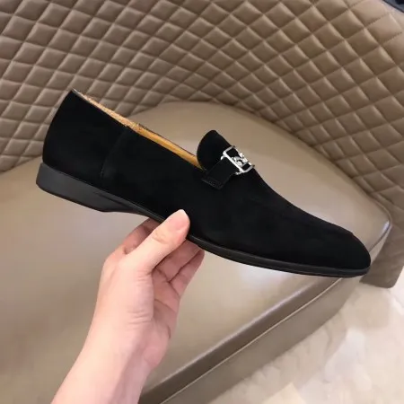 (1:1 replica) Hermes Men s Tenor Loafers In Black Suede Calfskin HM015