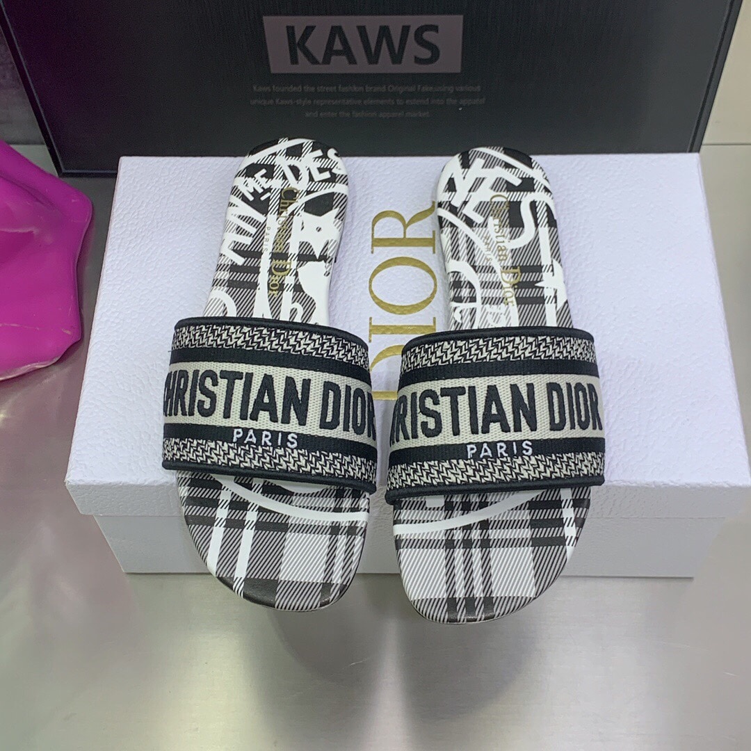(1:1 replica) Christian Dior Women s Dway Slide Black and White For Women CD KCQ209CEE_S17X