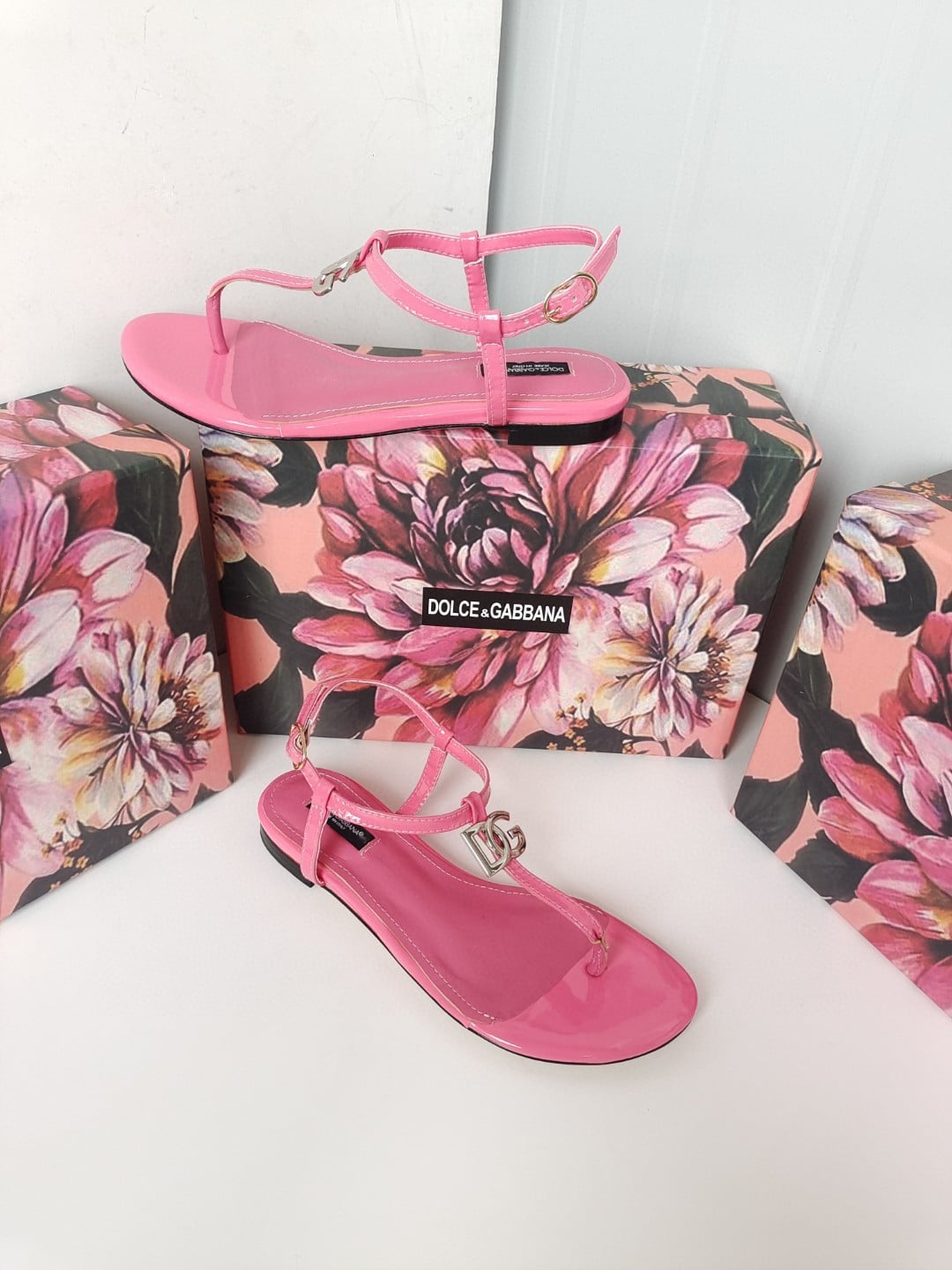 (1:1 replica) Dolce Gabbana Nappa DG Sandals Pink For Women DG Shoes