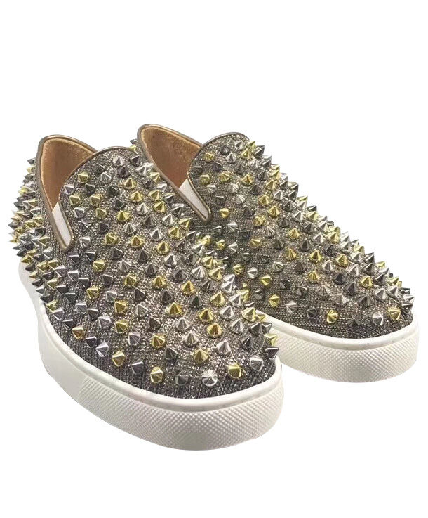 (1:1 replica) Christian Louboutin Pik Glitter Boat Shoes Gray