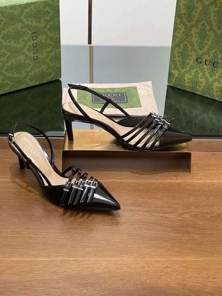 (1:1 replica) Gucci Leather Slingback Women s Shoes 6.5cm News