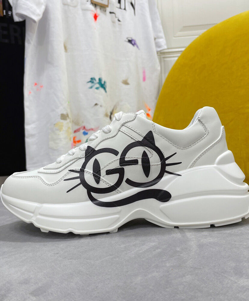 (1:1 replica) Gucci Unisex Rhyton Sneaker With Cat Eyes White