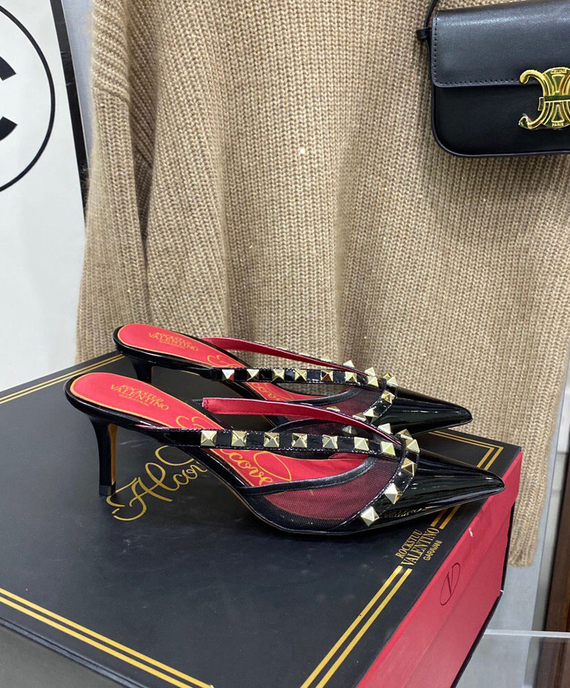 (1:1 replica) Valentino Garavani Rockstud Alcove Mules Black