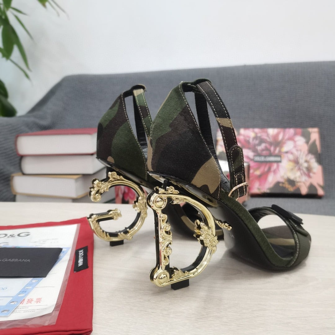(1:1 replica) Dolce Gabbana Baroque DG Sandals In Camouflage Patchwork Multicolour For Women DG Shoes CR0739AY8438N913