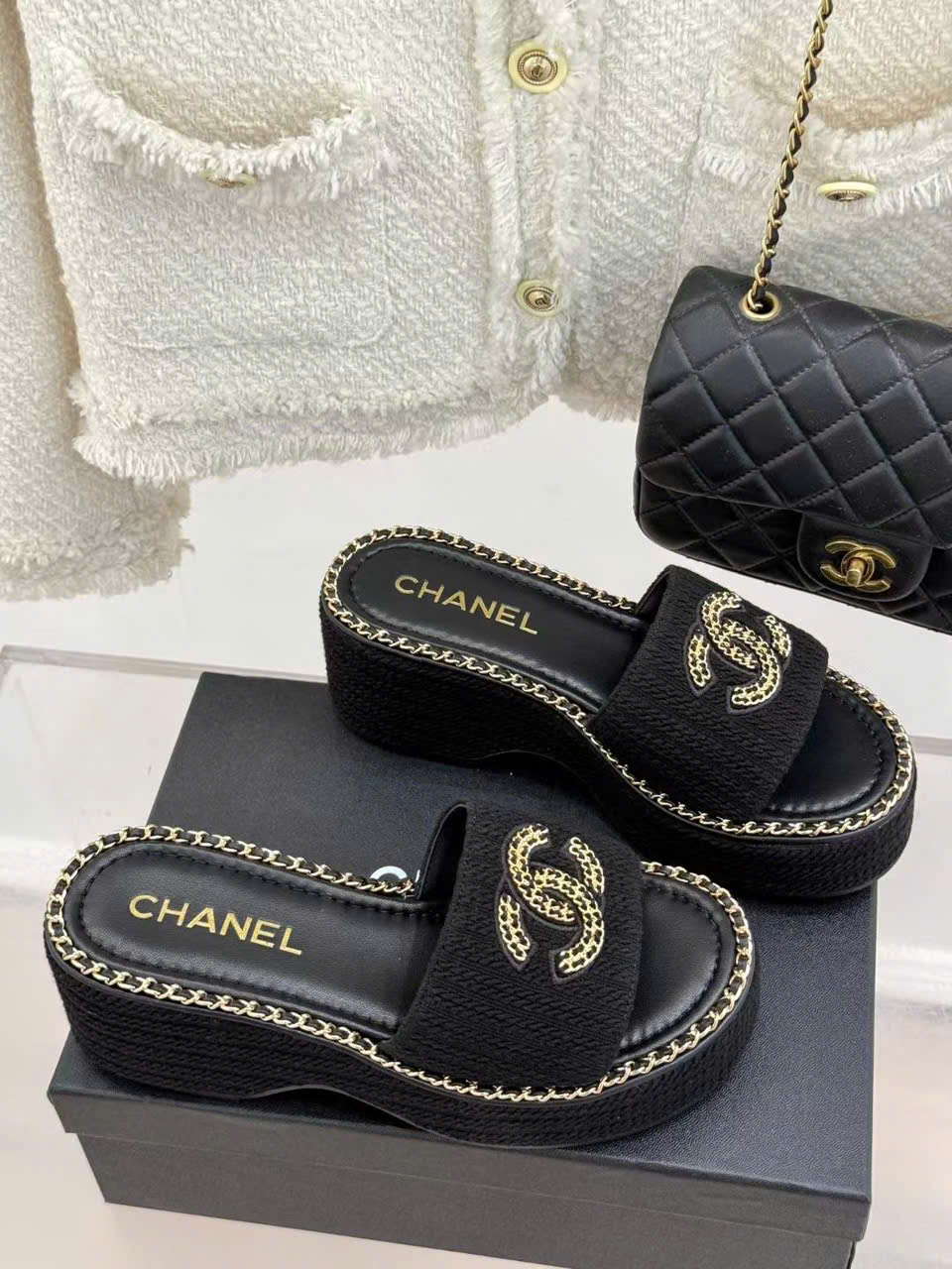 (1:1 replica) Chanel C Logo Women s Wedge Sandals New Arrival