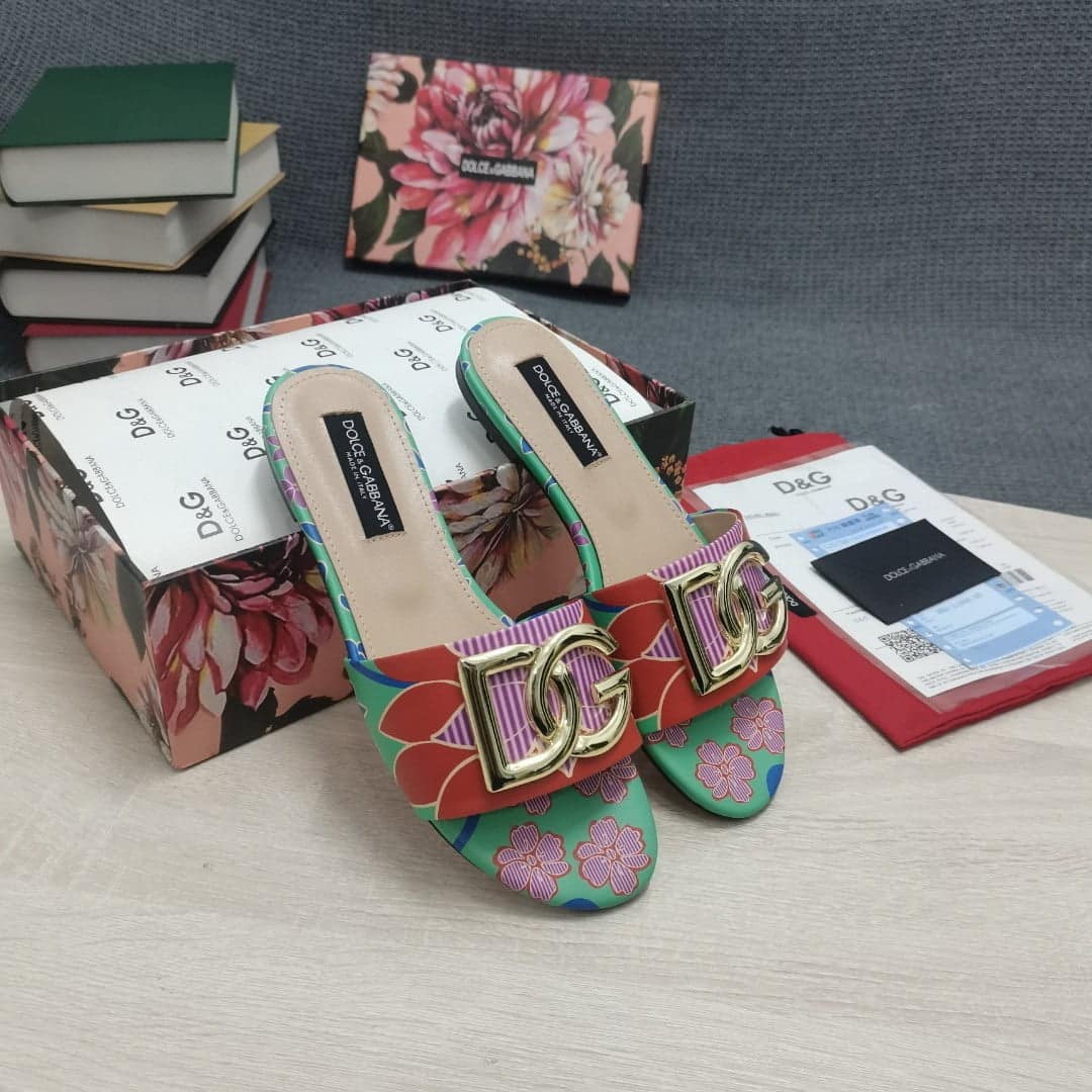 (1:1 replica) Dolce Gabbana Jacquard Slides With DG Logo Multicolour For Women DG Shoes CQ0455AY27287768