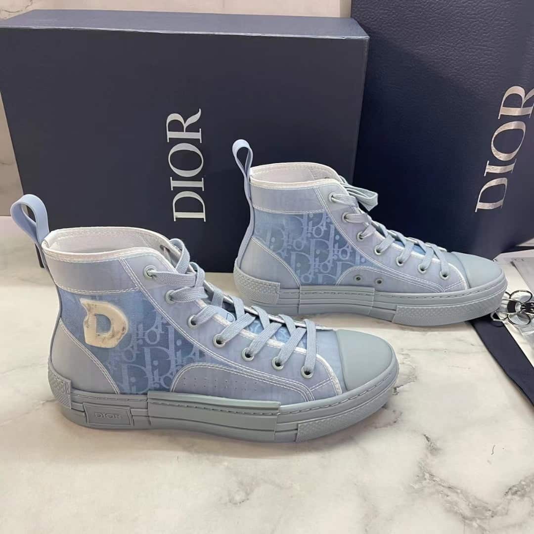 (1:1 replica) Christian Dior B23 High-Top Sneaker Blue For Women CD