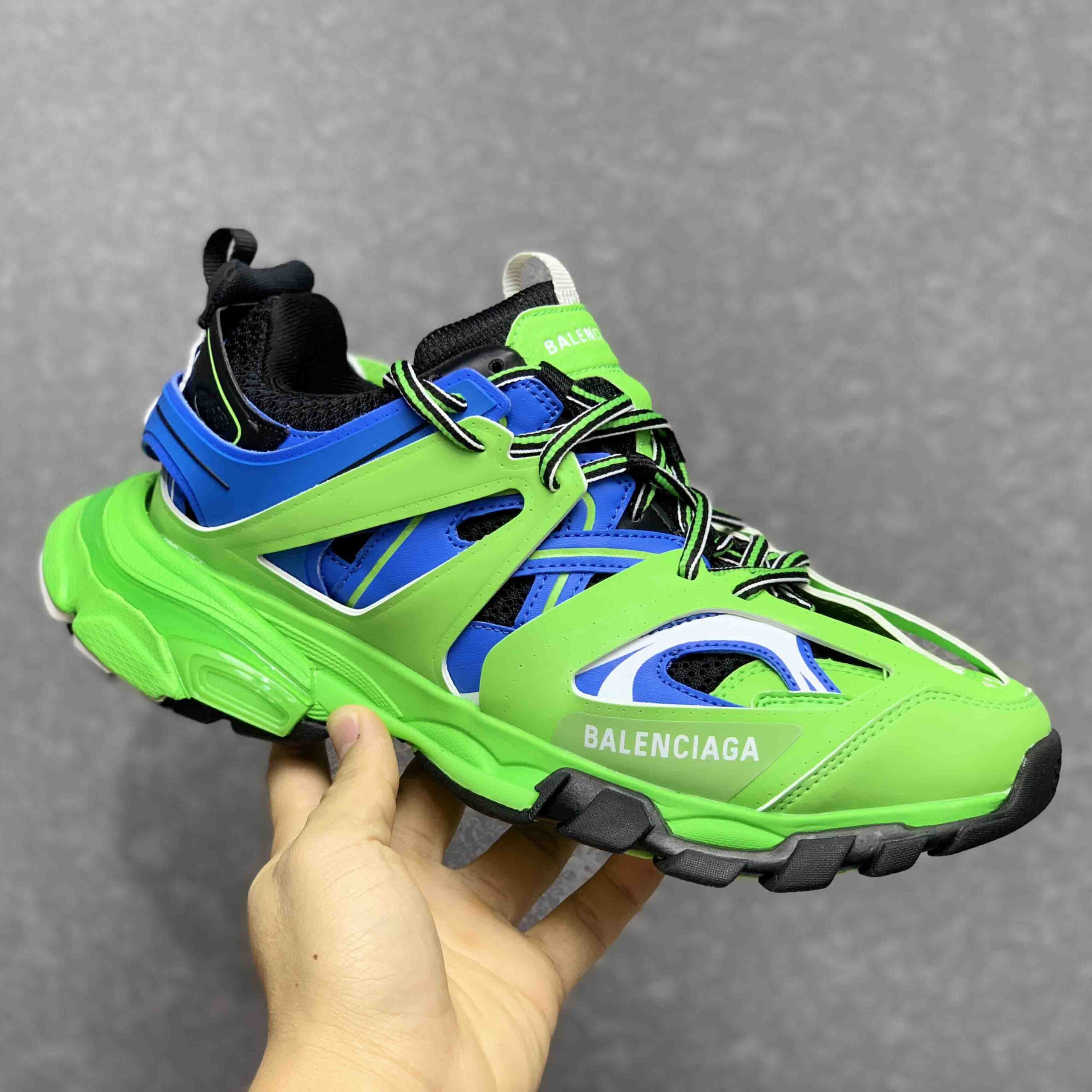 (1:1 replica) Balenciaga Green Mesh and Nylon Track Trainers