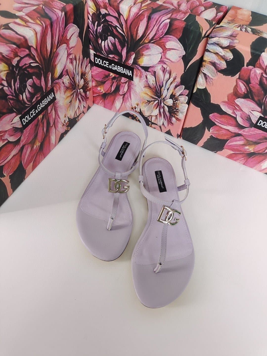 (1:1 replica) Dolce Gabbana Nappa DG Sandals Purple For Women DG Shoes