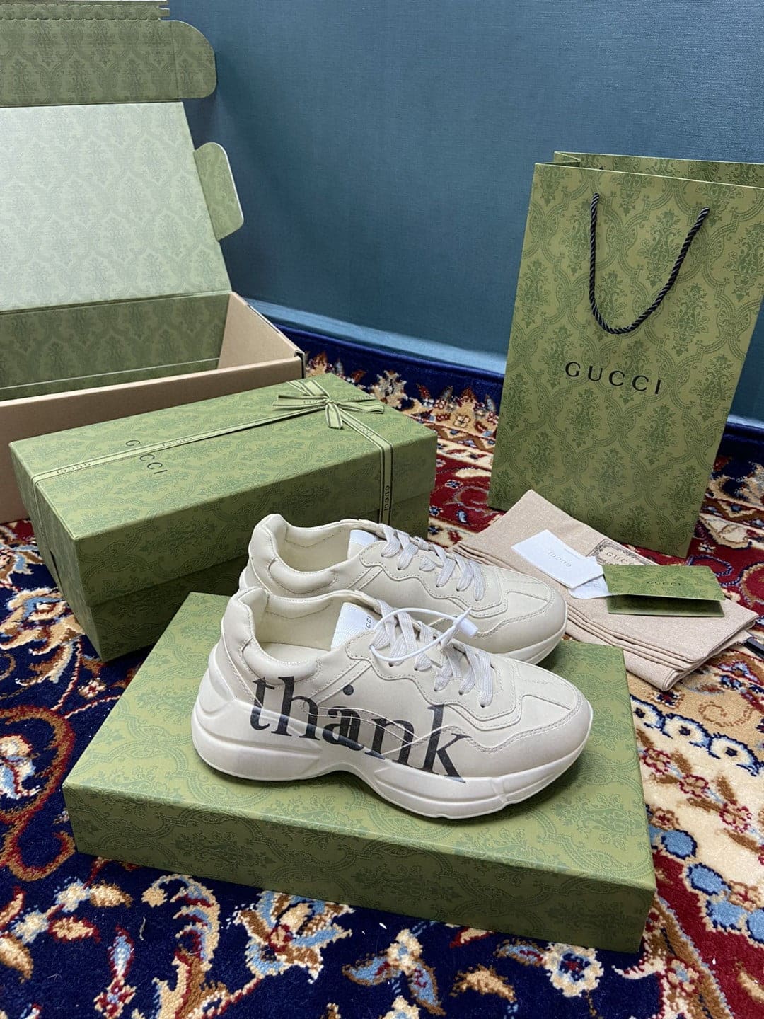 (1:1 replica) Gucci Women s Rhyton Sneaker With Thank White For Women 660938