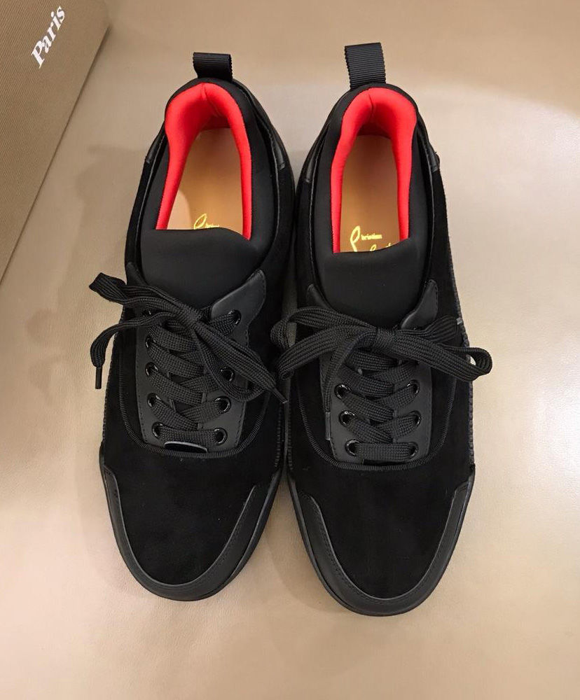 (1:1 replica) Christian Louboutin Men s Aurelien Flat Squale Shoes Black