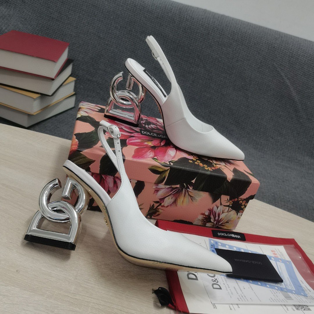 (1:1 replica) Dolce Gabbana Satin Sandals With 3.5 Heel White For Women DG Shoes