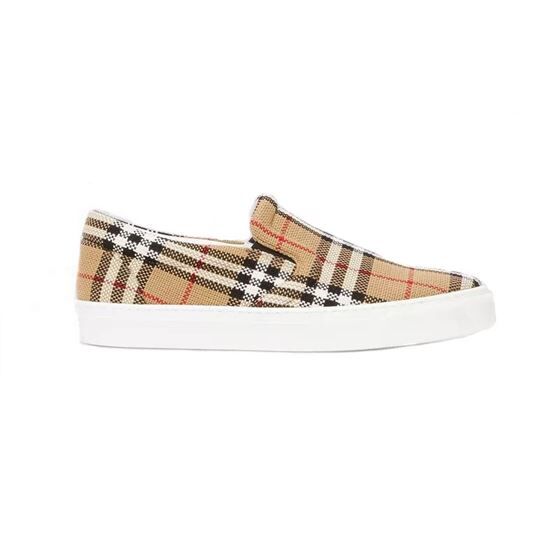 (1:1 replica) BURBERRY BIO-BASED SOLE LATTICED COTTON SLIP-ON SNEAKERS BBR024