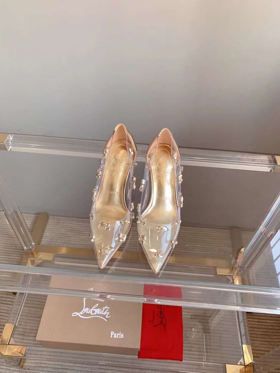 (1:1 replica) Christian Louboutin Degraqueen Embellished PVC Pumps