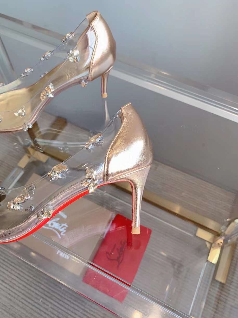 (1:1 replica) Christian Louboutin Degraqueen Embellished PVC Pumps