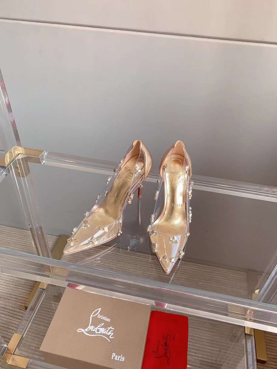 (1:1 replica) Christian Louboutin Degraqueen Embellished PVC Pumps