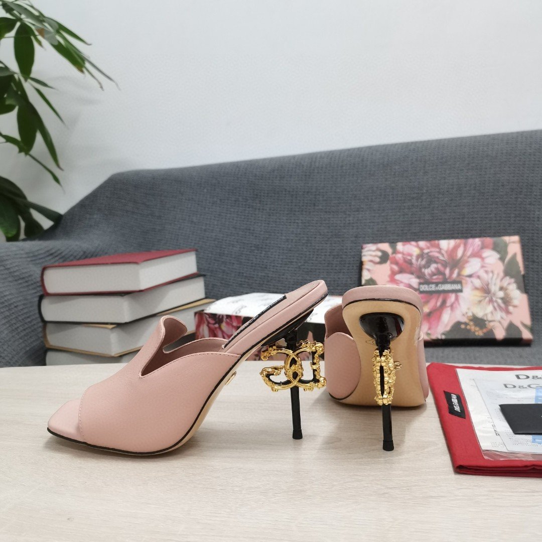(1:1 replica) Dolce Gabbana Lguana-Print Mules Pink For Women DG Shoes