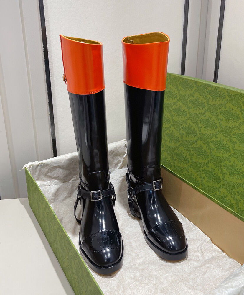 (1:1 replica) Gucci Women s knee-High Boot With Harness 674670 Black