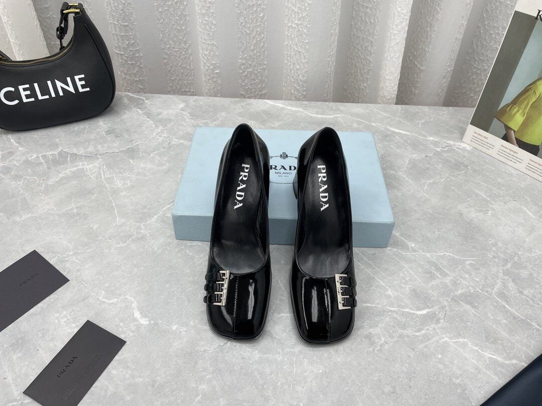 (1:1 replica) Prada Brushed Pumps Black For Women 2.5in/65mm PRD