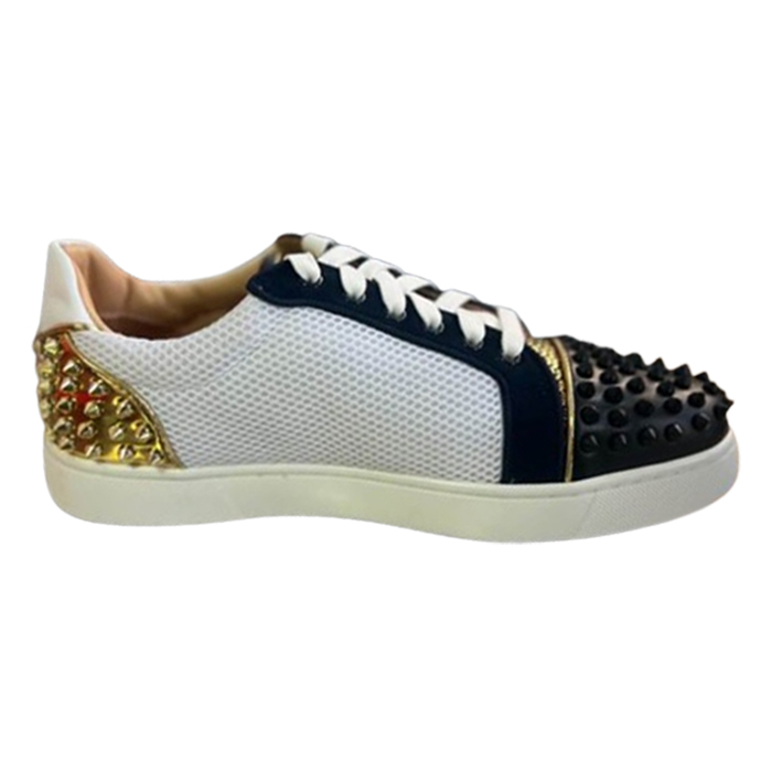 (1:1 replica) Christian Louboutin Low Top Black White Gold Sneaker CLS050