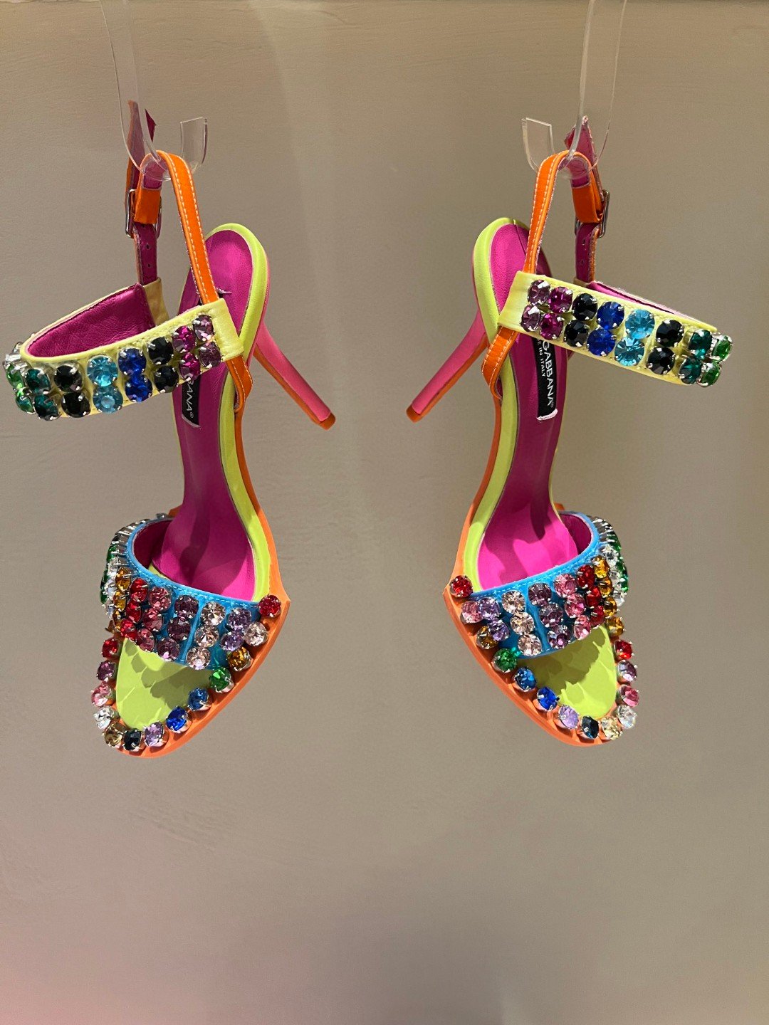 (1:1 replica) Dolce Gabbana Satin Sandals With Fusible Rhinestone Detailing Multicolour For Women DG Shoes CR1238AY07980995