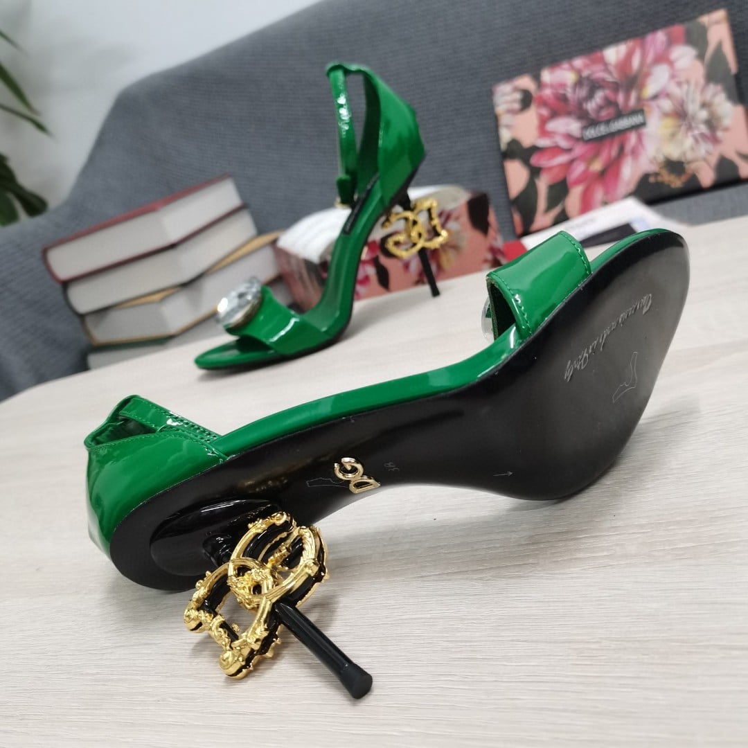 (1:1 replica) Dolce Gabbana Polished Sandals Green For Women DG Shoes