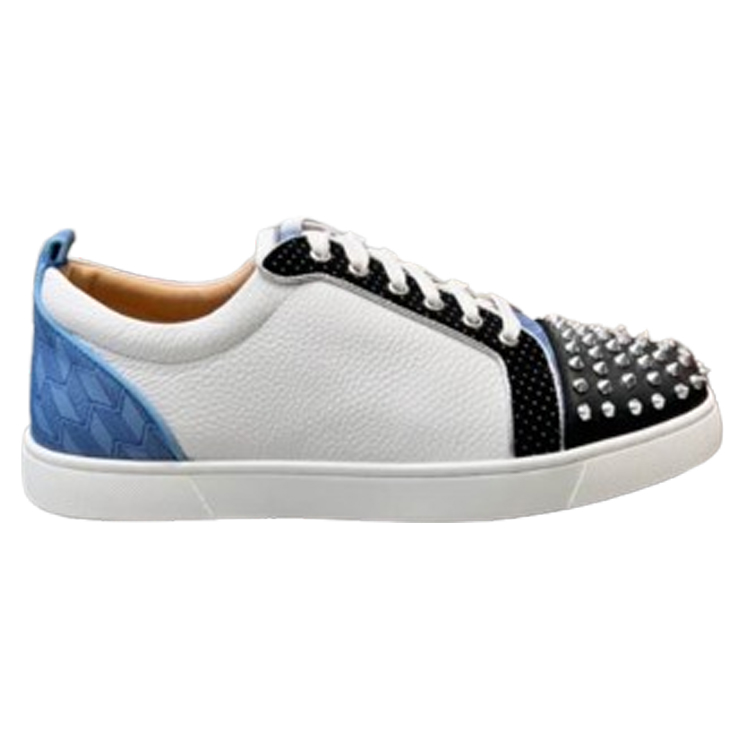 (1:1 replica) Christian Louboutin Louis Junior Spikes White Blue Sneaker CLS042