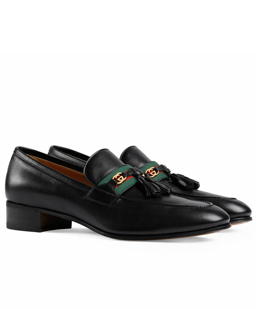 (1:1 replica) Gucci Women s Loafer with Web and Interlocking G