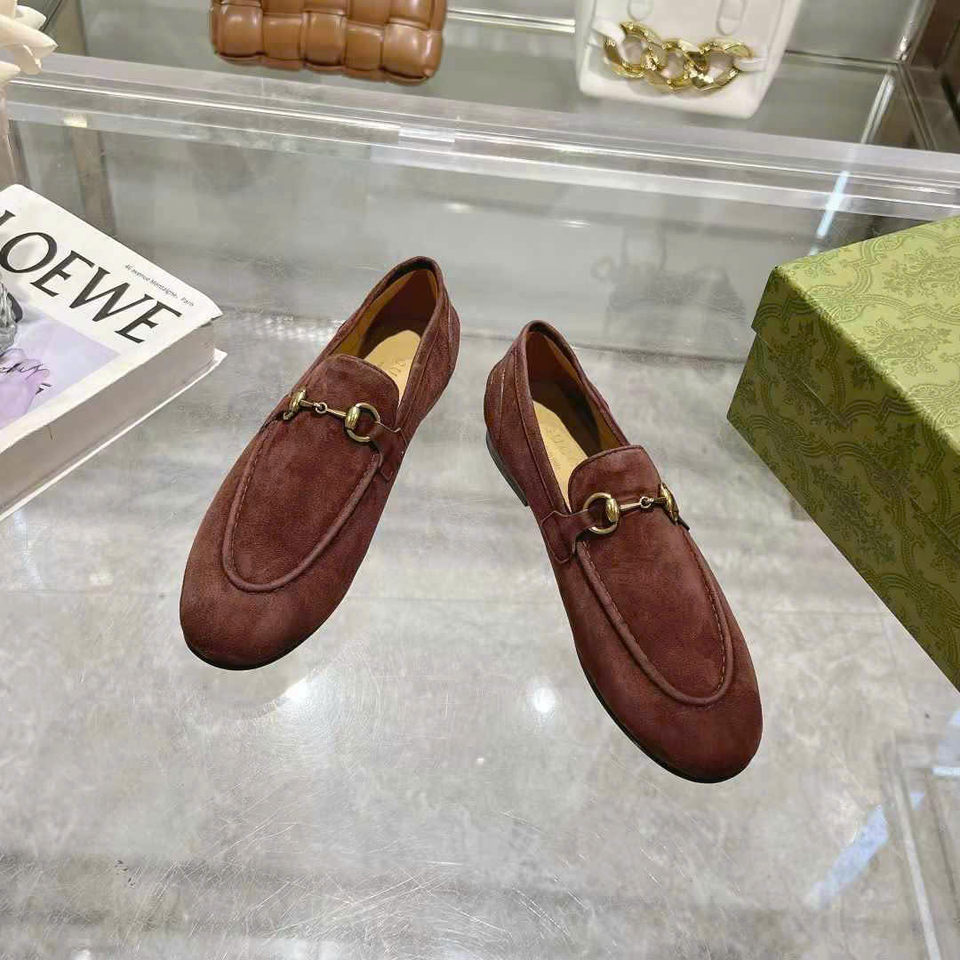 (1:1 replica) Gucci Horsebit Suede Leather Women s Loafer Shoes