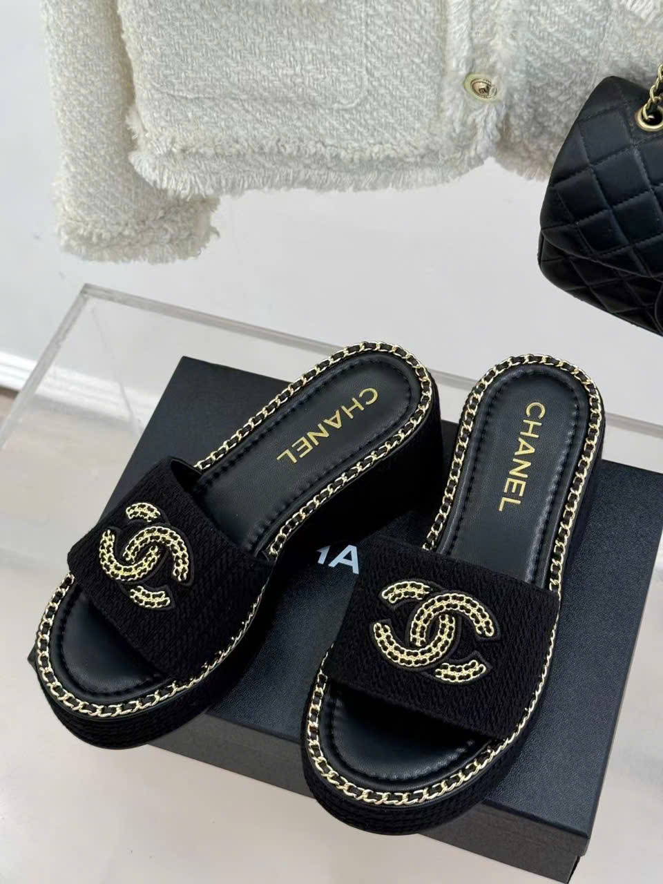 (1:1 replica) Chanel C Logo Women s Wedge Sandals New Arrival