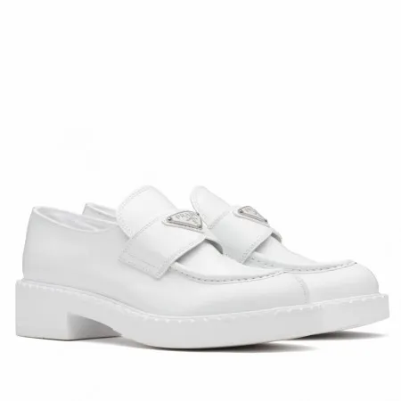 (1:1 replica) Prada Women s Loafers In White Brushed Leather PRL003