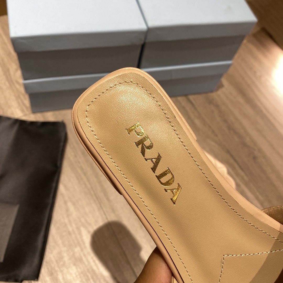 (1:1 replica) Prada Quilted Nappa Sabots Brown For Women 0.4in/10mm PRD 1XX583_038_F0F24_F_B010