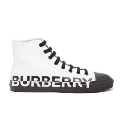 (1:1 replica) BURBERRY LOGO PRINT GABARDINE HIGH-TOP SNEAKERS BBR029